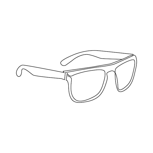 Wektor w jednym ciągłym rysunku jednej linii okularów Sunglass konstrukcja jednej linii wyizolowane na