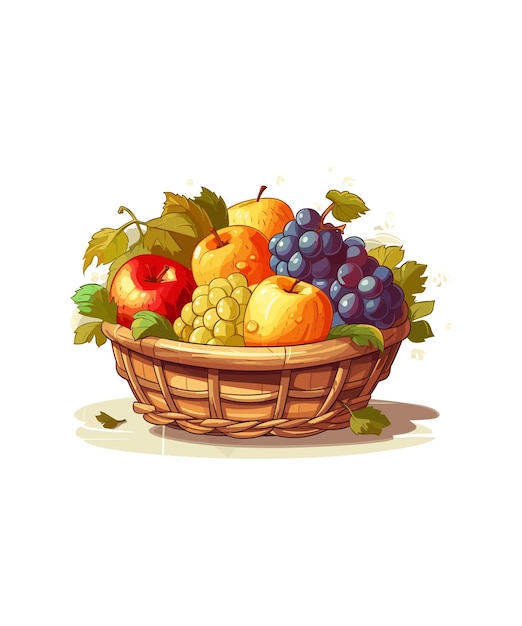 Plik wektorowy wektor wiklinowy kosz z ilustracji wektorowych owoców