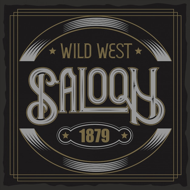 Plik wektorowy wektor wzór kroju. tekst saloon. vintage odznaka.