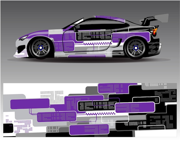 Wektor Wzór Owijania Samochodu. Graficzne Abstrakcyjne Tło Wyścigowe W Paski
