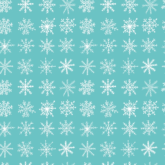 Wektor wzór płatki śniegu Doodle śnieżynka na białym na czarnym tle Boże Narodzenie snoflake papier pakowy wzór