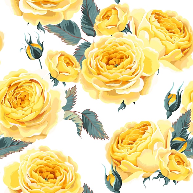 Wektor Wzór Z żółtymi Różami Vintage