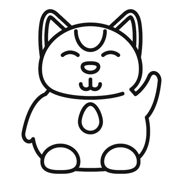 Wektor zarys ikony chińskiego kota szczęśliwego Maneki Japan Złote zwierzę