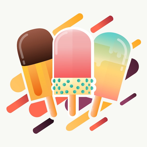 Wektor Zbiory Popsicles Lody