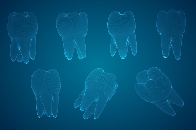 Wektor Zestaw 3d Zębów Dla Medycyny Stomatologicznej