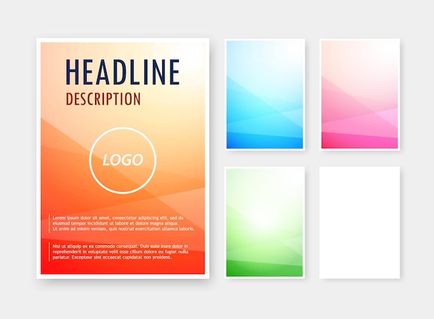 Plik wektorowy wektor zestaw abstrakcyjnych tła różnych kolorów na pustym formacie a6 dla katalogu broszury