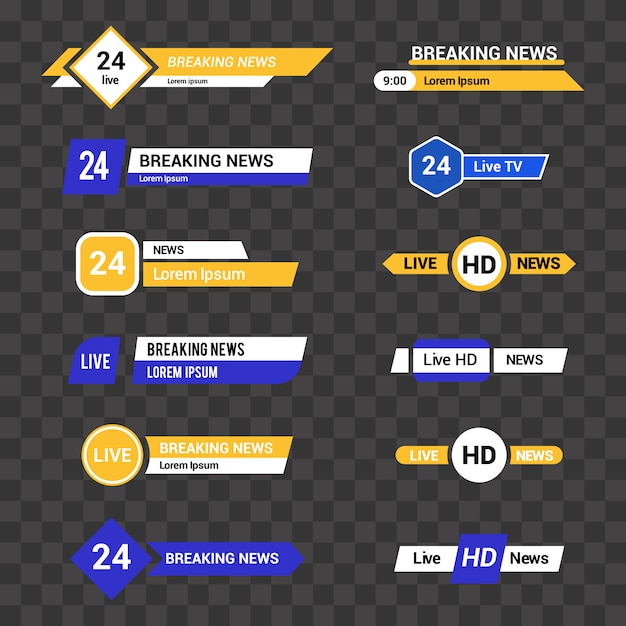 Wektor Zestaw Barów Telewizyjnych Dla Wiadomości I Kanałów Sportowych