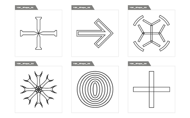 Wektor zestaw modnych figur geometrycznych postmodernistycznych Y2K Nowoczesne formy abstrakcyjne