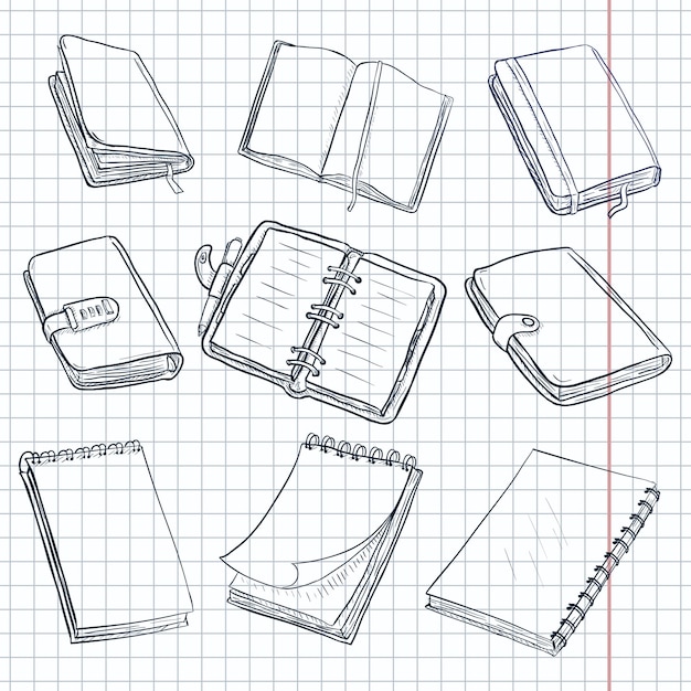 Plik wektorowy wektor zestaw notatników szkicu i pamiętników