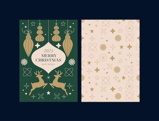 Wektor Zestaw Nowoczesnych Kartek Z życzeniami Wesołych świąt Z Tradycyjną Dekoracją świąteczną