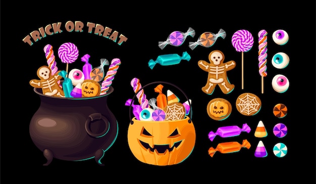 Plik wektorowy wektor zestaw słodyczy halloween dla dzieci