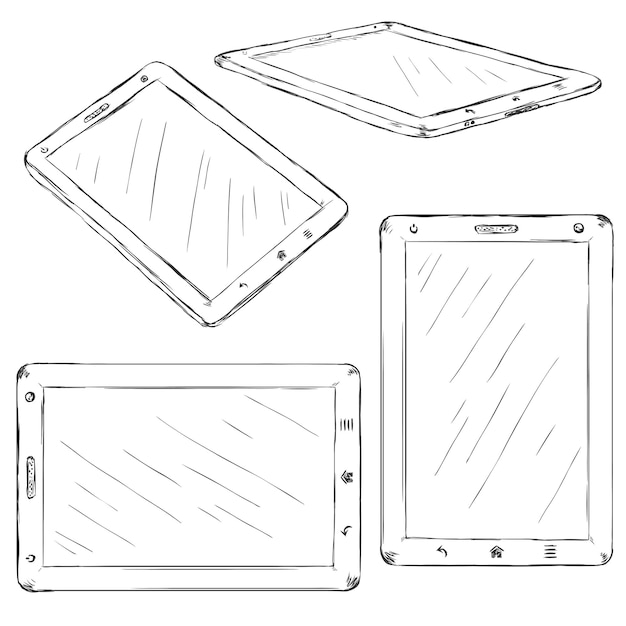 Wektor Zestaw Szkicu Tablet Pc