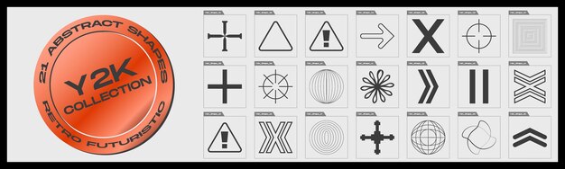 Plik wektorowy wektor zestaw y2k duża kolekcja abstrakcyjnych graficznych obiektów geometrycznych abstrakcyjne formy bauhaus