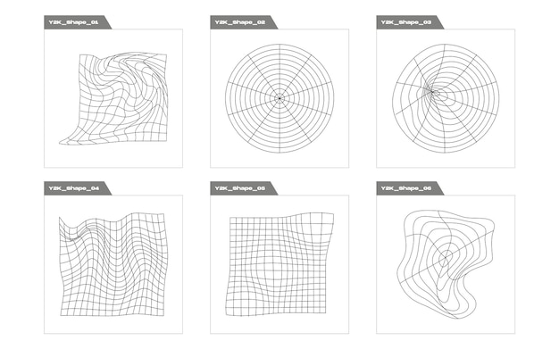Wektor zestaw Y2K Duża kolekcja abstrakcyjnych graficznych symboli geometrycznych Nowoczesne formy abstrakcyjne