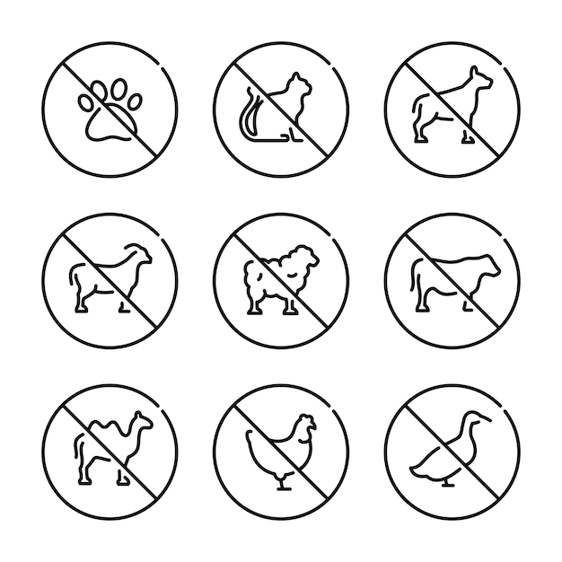 Plik wektorowy wektor zestawu symboli zwierząt zakazanych wektorz zestawu symbolów znaków zwierząt zabronionych