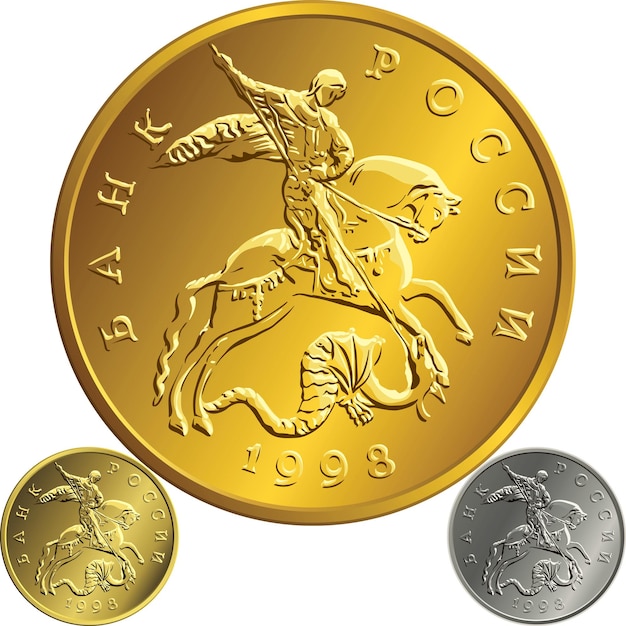 Wektor Złota Moneta, Rosyjski Pieniądze Rubel