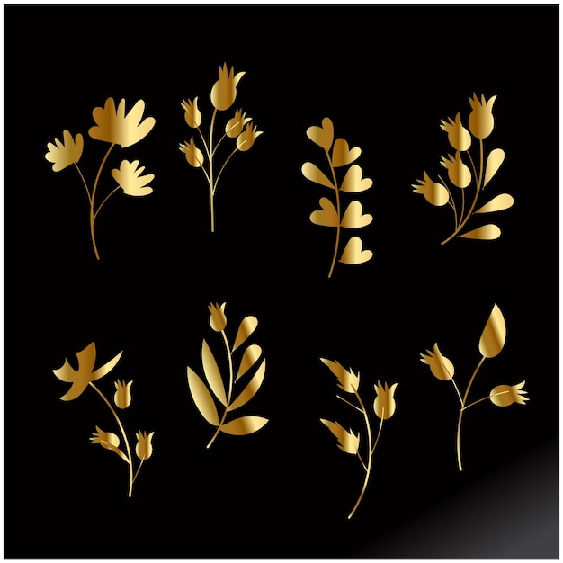 Plik wektorowy wektor złote kwiaty i liście