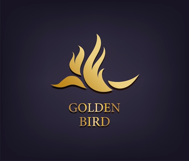 Wektor Złoty Ptak Logo Streszczenie Luksus Ikona Phoenix
