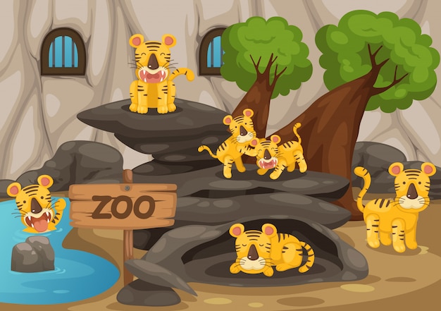 Wektor Zoo I Tygrys