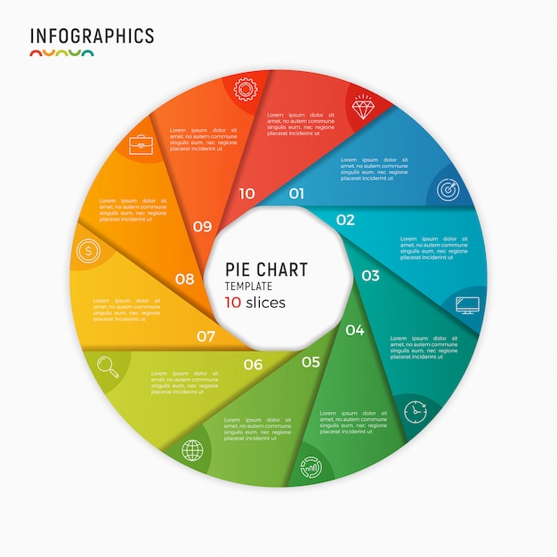 Wektora Infographic Koło Szablon Wykresu. Opcje, Kroki, Części