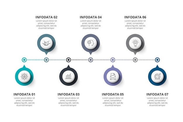 Wektora Infographic Osi Czasu Z 7 Opcjami.