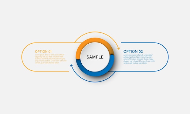 Wektora Infographic Szablon Z Etykietą Koło I Cienka Linia Z Elementem Numeru. Koncepcja Biznesowa Z 2 Opcjami.