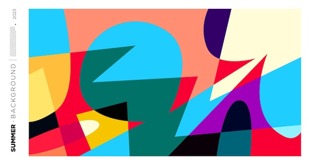 Wektorowa abstrakcjonistyczna kolorowa dynamiczna geometryczna wzór tła ilustracja na lato 2023