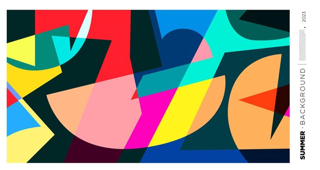 Wektorowa abstrakcjonistyczna kolorowa dynamiczna geometryczna wzór tła ilustracja na lato 2023