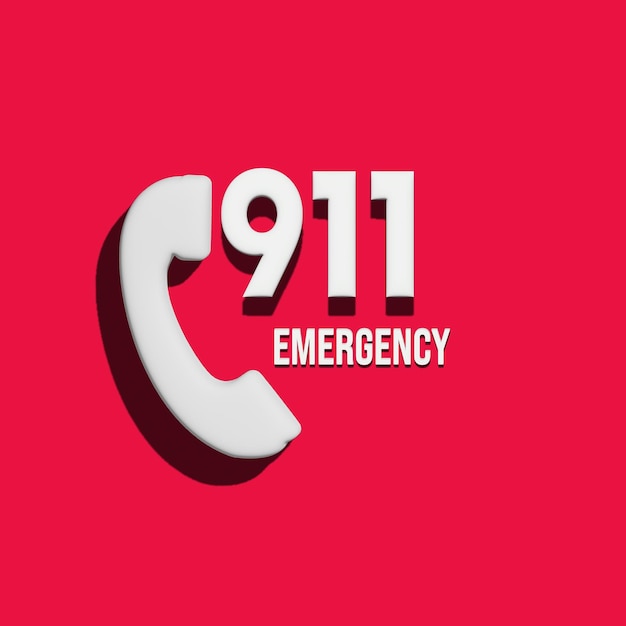 Plik wektorowy wektorowa ilustracja 3d telefonu z tekstem 911 powiadomienie o nagłych wypadkach w pogotowiu ratowniczym