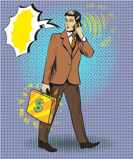 Plik wektorowy wektorowa ilustracja artystyczna biznesmena rozmawiającego przez telefon