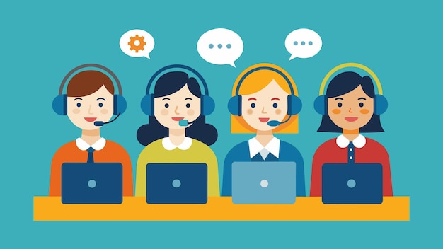 Wektorowa ilustracja call center operatorów hotline obsługi klienta z słuchawkami