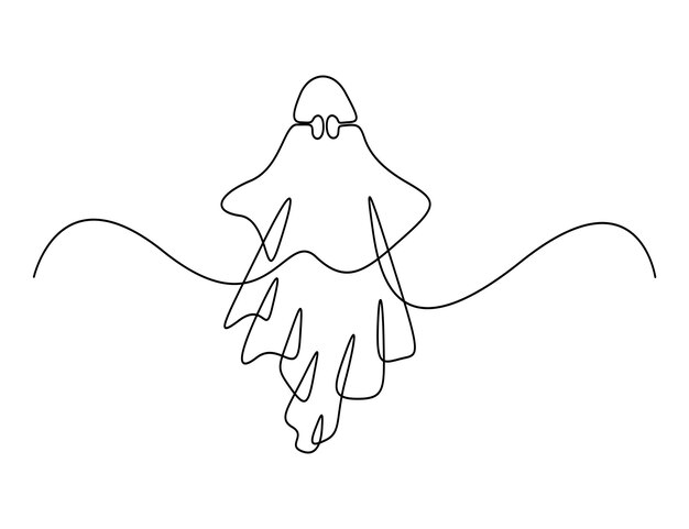 Wektorowa ilustracja ciągłego rysunku pojedynczej linii Ghost Halloween