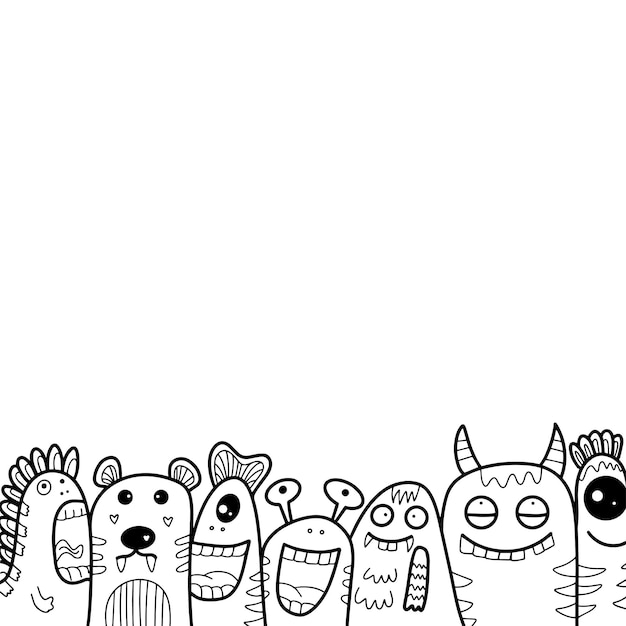 Plik wektorowy wektorowa ilustracja doodle słodkiego potwora kreskówki śmieszne