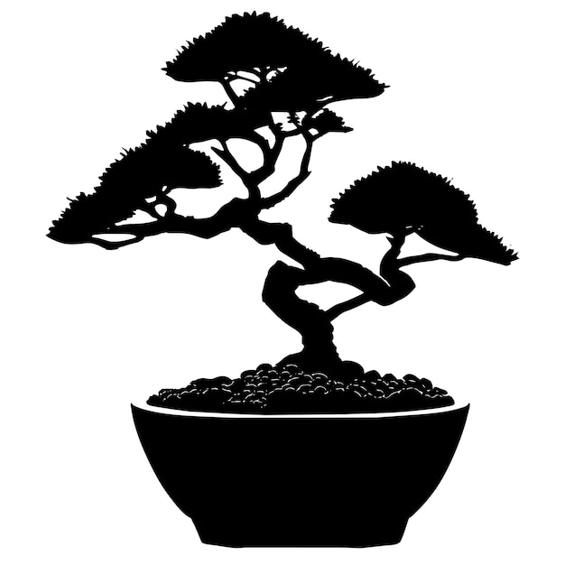 Wektorowa Ilustracja Drzew Bonsai Japońskich Uprawianych W Pojemnikach