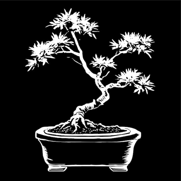 Plik wektorowy wektorowa ilustracja drzew bonsai japońskich uprawianych w pojemnikach