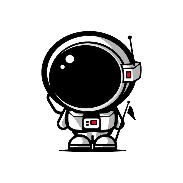 wektorowa ilustracja dziecka astronauty trzymającego flagę