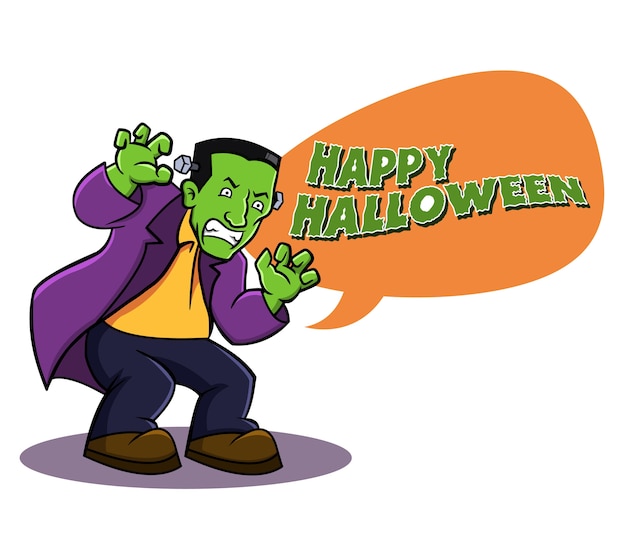 Wektorowa Ilustracja Frankenstein Mówi Szczęśliwego Halloween