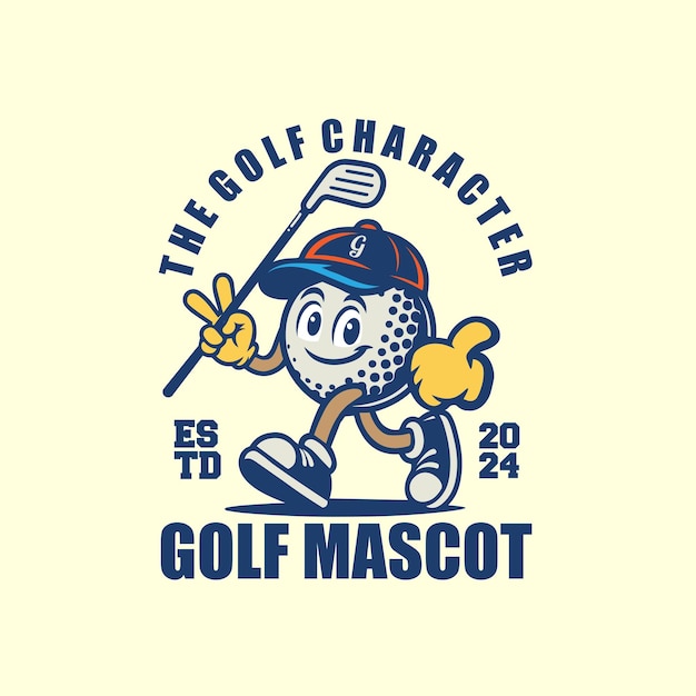 Plik wektorowy wektorowa ilustracja graficzna logo maskotki golfowej w stylu vintage