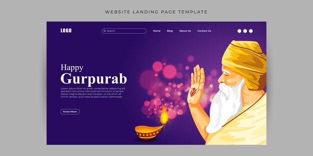 Wektorowa Ilustracja Guru Nanak Jayanti Strona Internetowa Baner Landing Page Szablon