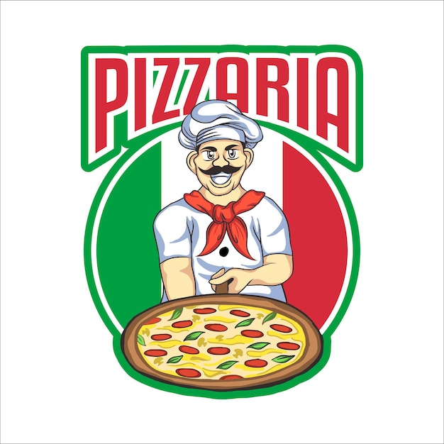 Plik wektorowy wektorowa ilustracja logo włoskiego szefa pizzerii element projektowania pizzy dla baneru plakatowego logo