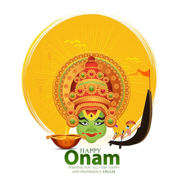 Wektorowa Ilustracja Onam. Karta Z Pozdrowieniami Kerala Onam.