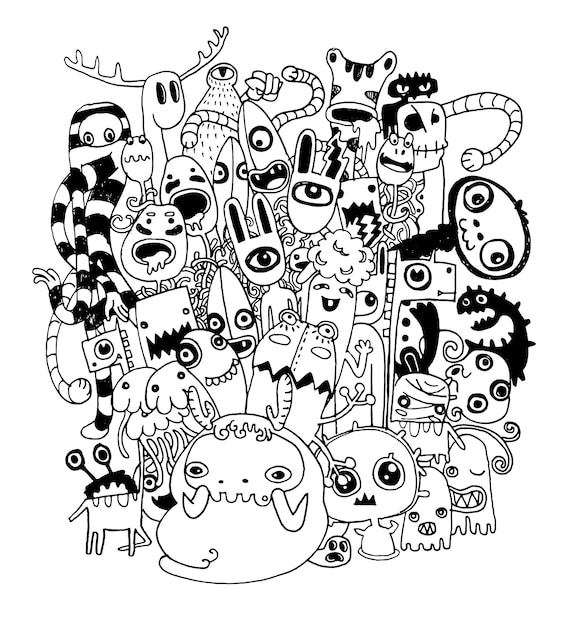 Wektorowa ilustracja potwory i obcy