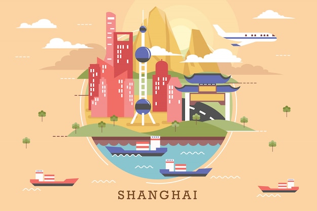 Plik wektorowy wektorowa ilustracja shanghai