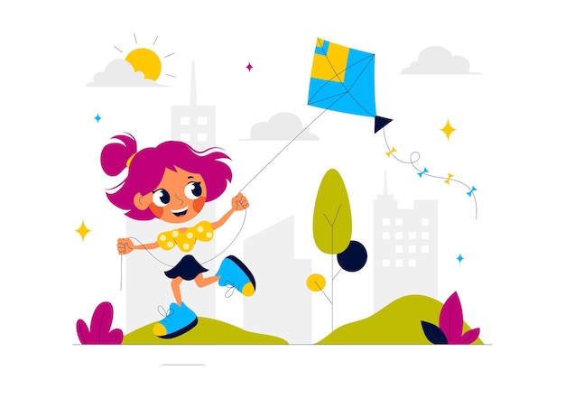 Wektorowa ilustracja tła słonecznego nieba w letniej aktywności rekreacyjnej