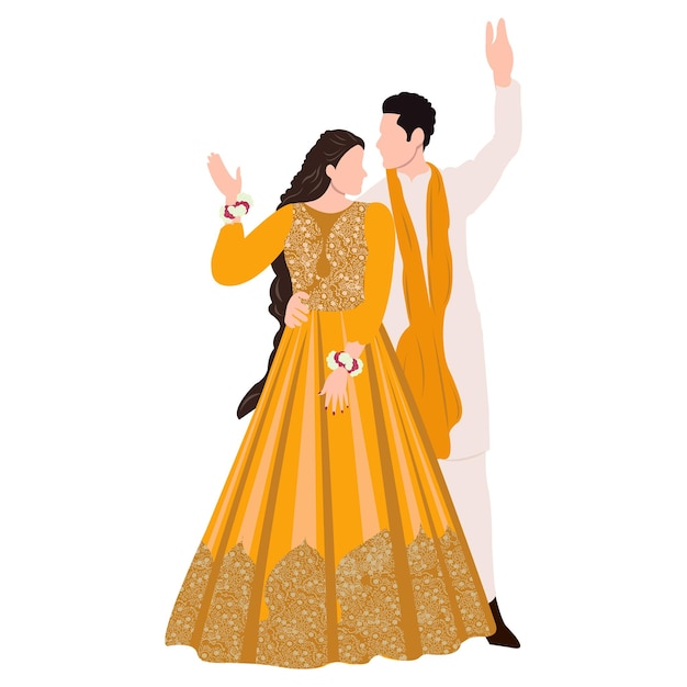 Plik wektorowy wektorowa indyjska para ślubna na zaproszenia ślubne
