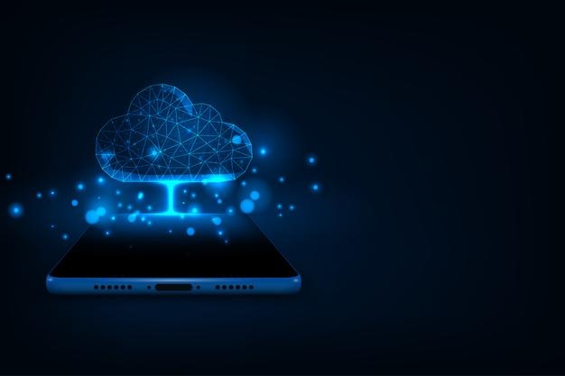 Wektorowa izometryczna chmura transferu danych, mobilna koncepcja cyfrowa i technologiczna