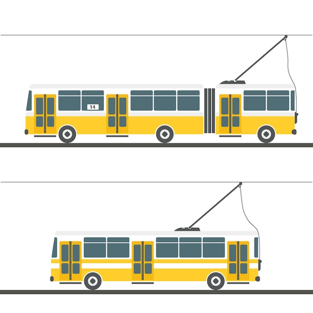 Plik wektorowy wektorowa kolekcja trolejbusów miejskich na białym tle