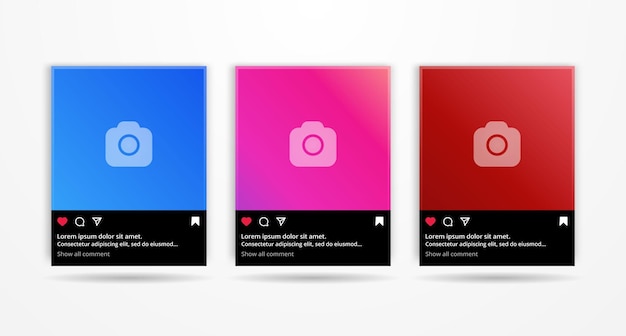 Plik wektorowy wektorowa makieta postu na instagramie z kolorowym tłem premium wektorów