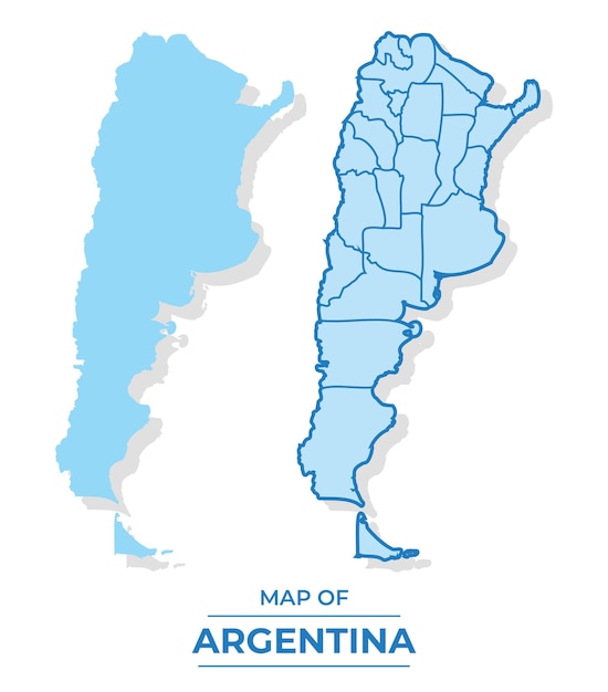 Plik wektorowy wektorowa mapa argentyńska zestaw prosty rysunek w stylu płaskim i konturowym