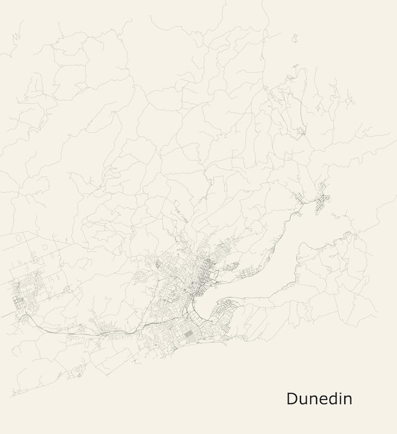 Plik wektorowy wektorowa mapa drogowa miasta dunedin w nowej zelandii